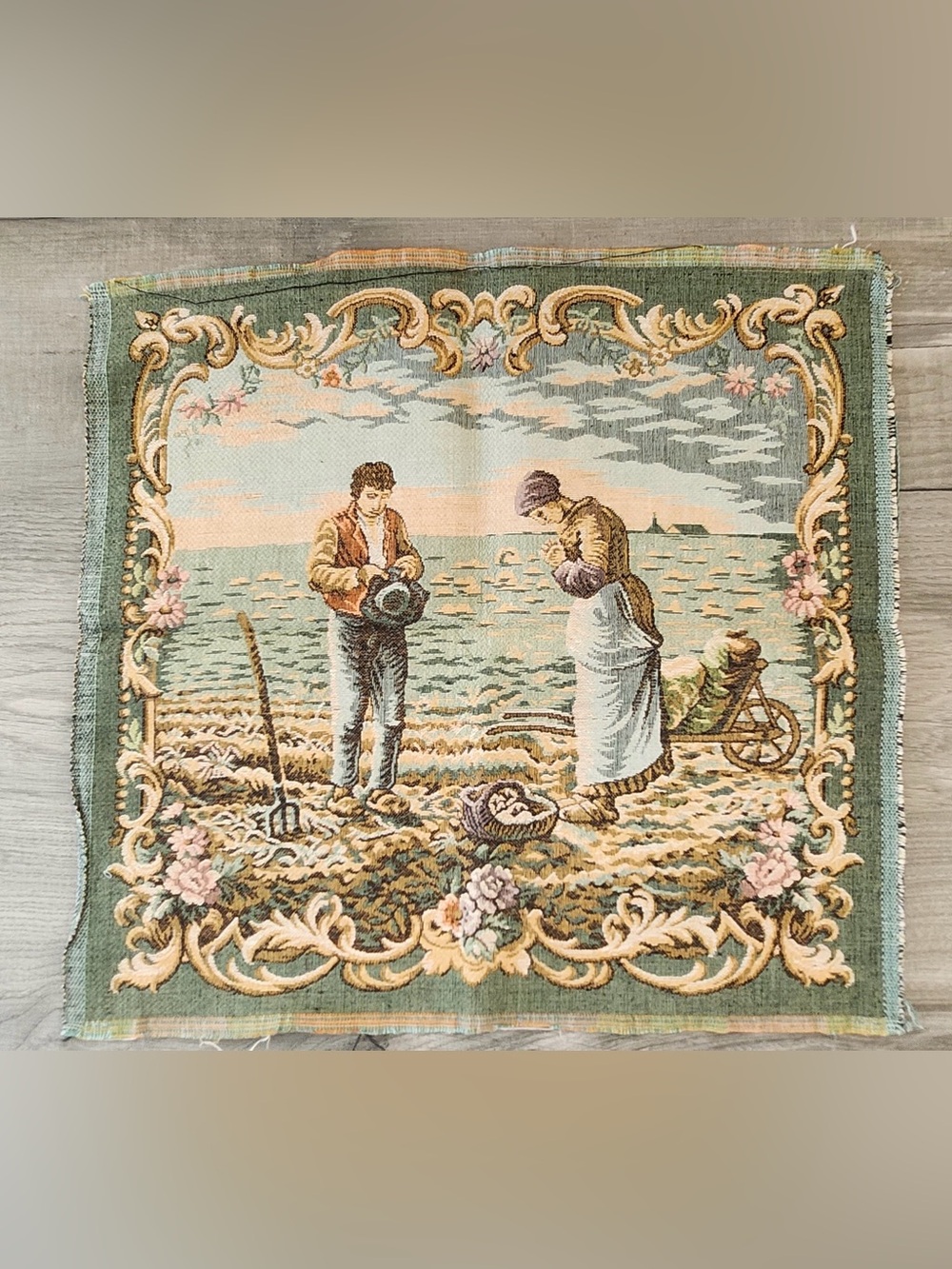 Vtg. Jacquard Woven Tapestry Panel - Jean-Francois Millet “The Angelus” French